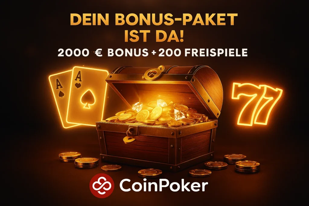 CoinPoker Bonus-Paket: $2000 Bonus und 200 Freispiele
